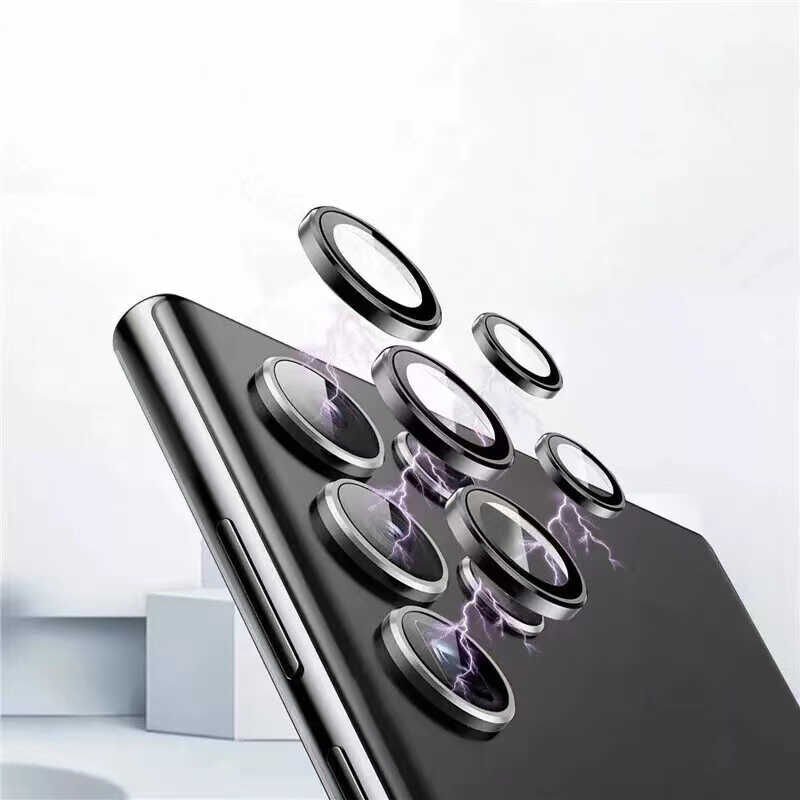 Samsung Galaxy S22 Ultra Kamera Lens Koruyucu Cam Filmi Tam Kaplama Tasarım (z-kamera-camı) Siyah