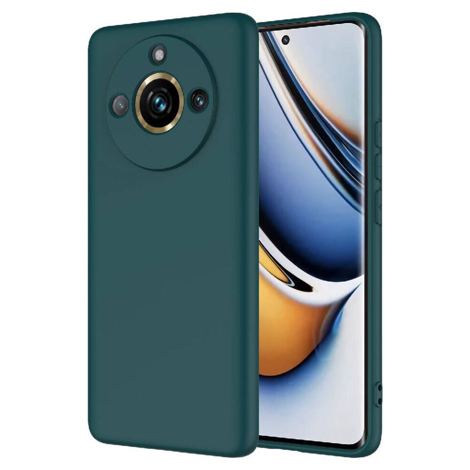 Realme 11 Pro Plus Kılıf Kadife İç Yüzey Yumuşak Dokulu Kamera Korumalı Kapak (MARA) Koyu Yeşil