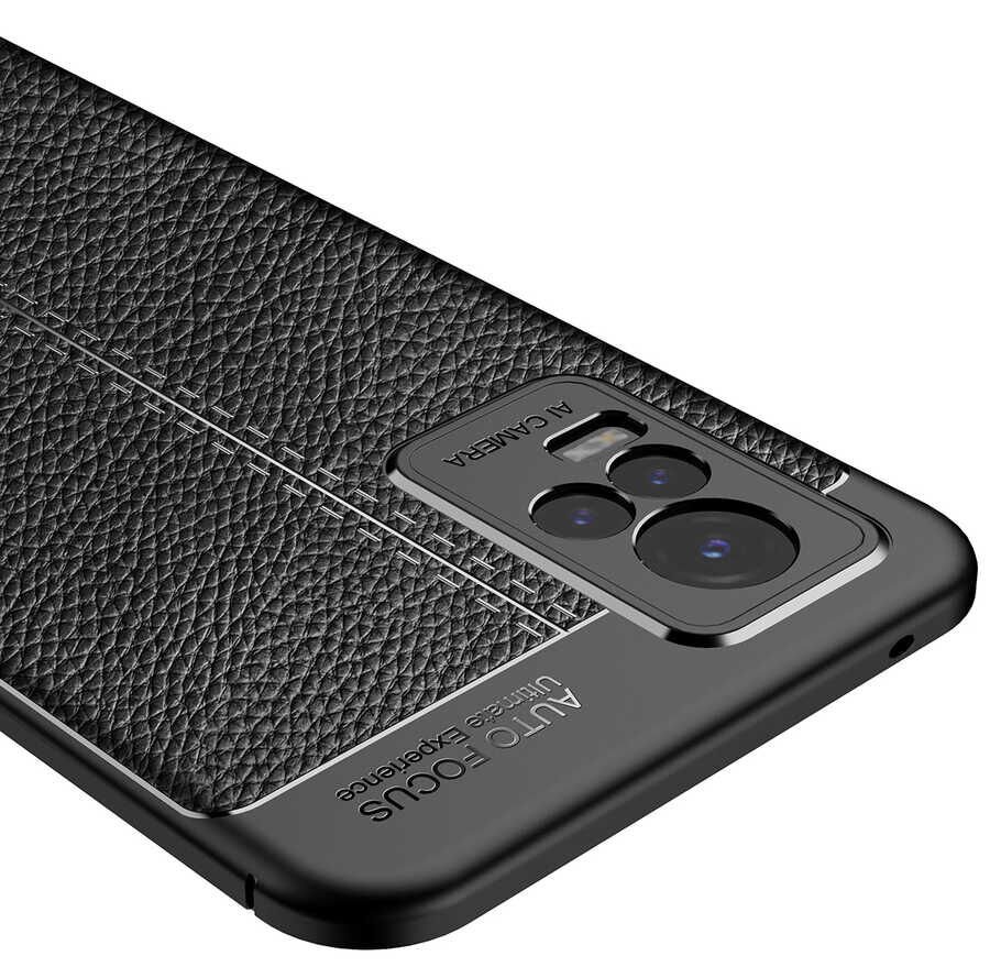 Vivo V21E Kılıf Deri Görünümlü Renk Atmayan Dayanaklı Silikon Kapak (NİSS) Lacivert
