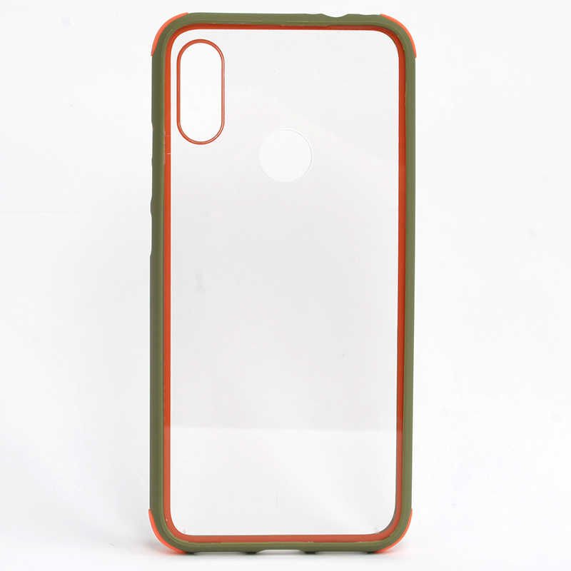 Xiaomi Redmi Note 7 Kılıf Şeffaf Sert Plastik Arka Yüzey Tasarımlı Kapak (TİRON) Siyah-Kırmızı