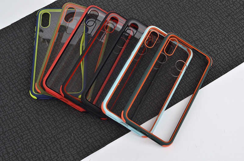 Xiaomi Redmi Note 7 Kılıf Şeffaf Sert Plastik Arka Yüzey Tasarımlı Kapak (TİRON) Siyah-Kırmızı