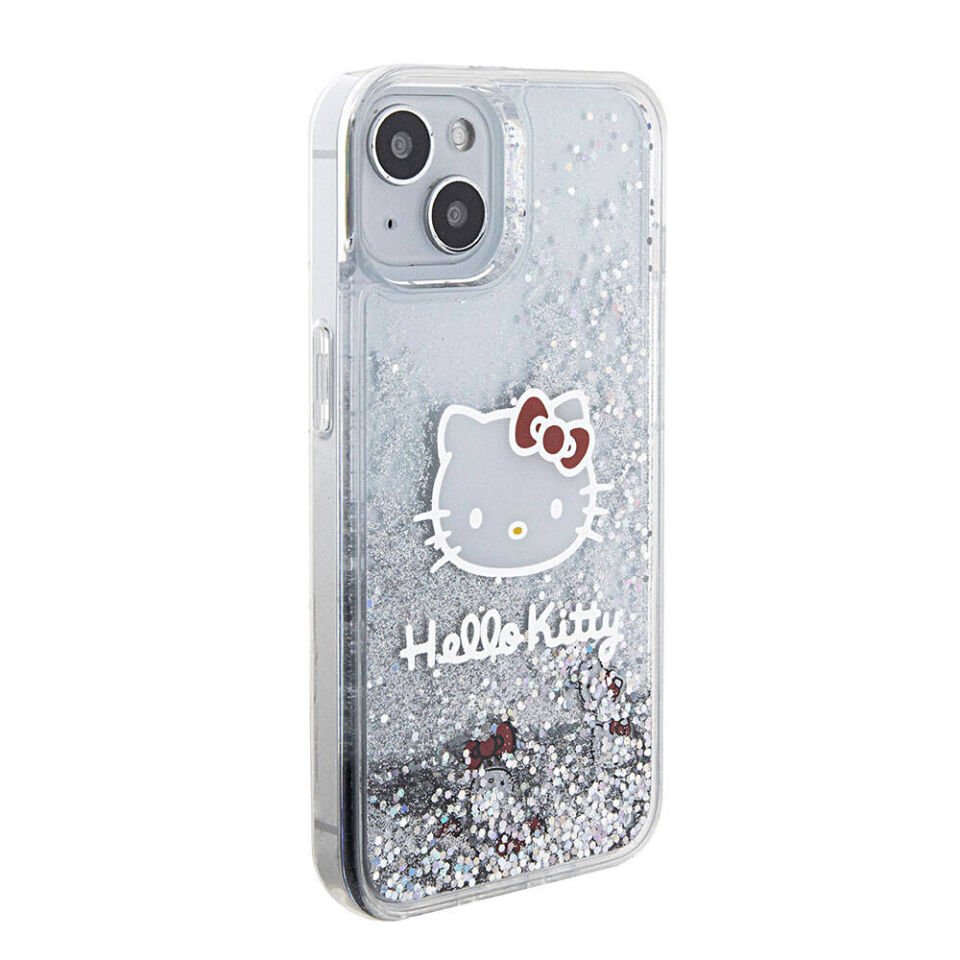 Apple iPhone 15 Kılıf Hello Kitty Orjinal Lisanslı İkonik Sıvılı Glitter Kapak