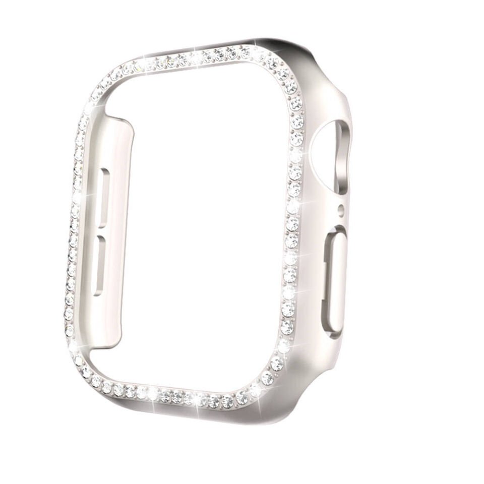 Apple Watch 10 42mm Kılıf Taşlı Kasa Koruyucu Tam Koruma Kapak (Gard 05) Starlight