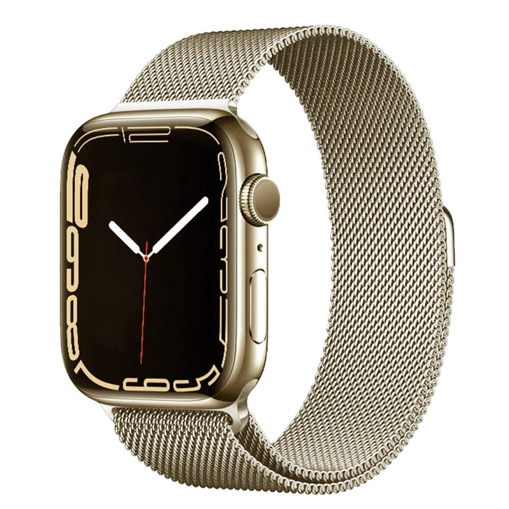 Apple Watch 2/3/4/5/6/7/8/9/se/ultra/nike 42mm 44mm 45mm 49mm Metal Kordon Tasarım (band-01) Gold