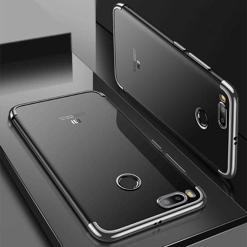Xiaomi Mi 5x Kılıf Dört Köşe Renkli Lazer Şeffaf Silikon Kapak (GLİTTER) Gri