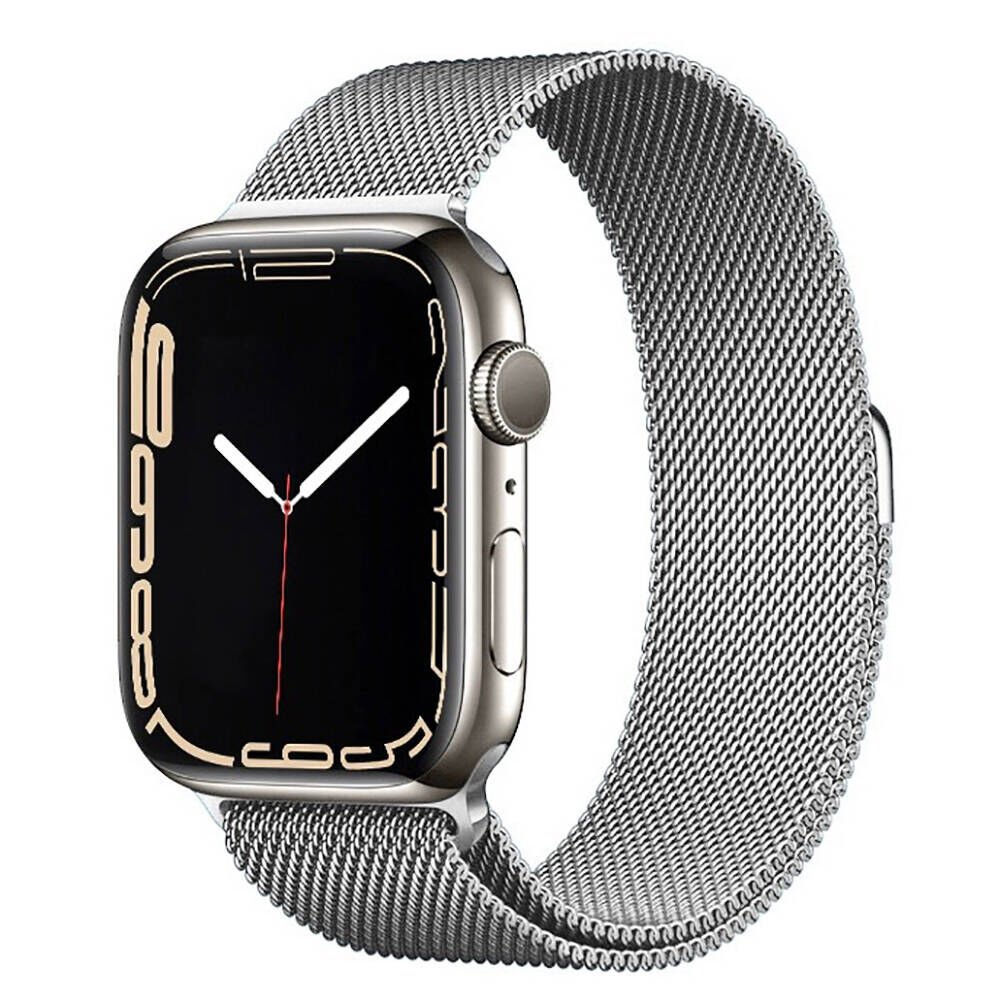 Apple Watch 2/3/4/5/6/7/8/9/se/ultra/nike 42mm 44mm 45mm 49mm Metal Kordon Tasarım (band-01) Gümüş