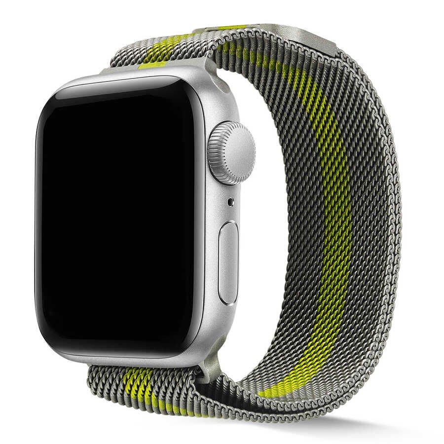 Apple Watch 2/3/4/5/6/7/8/se/ultra/nike 42mm 44mm 45mm 49mm Metal Kordon Tel Örgü Tasarım (KRD-40) NO6