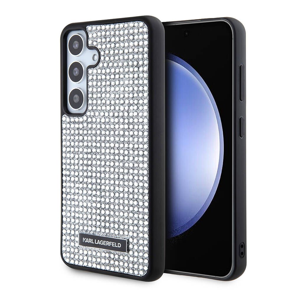 Samsung Galaxy S24 Kılıf Karl Lagerfeld Taşlı Metal Logo Orjinal Lisanslı Kapak