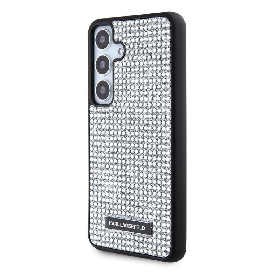 Samsung Galaxy S24 Kılıf Karl Lagerfeld Taşlı Metal Logo Orjinal Lisanslı Kapak