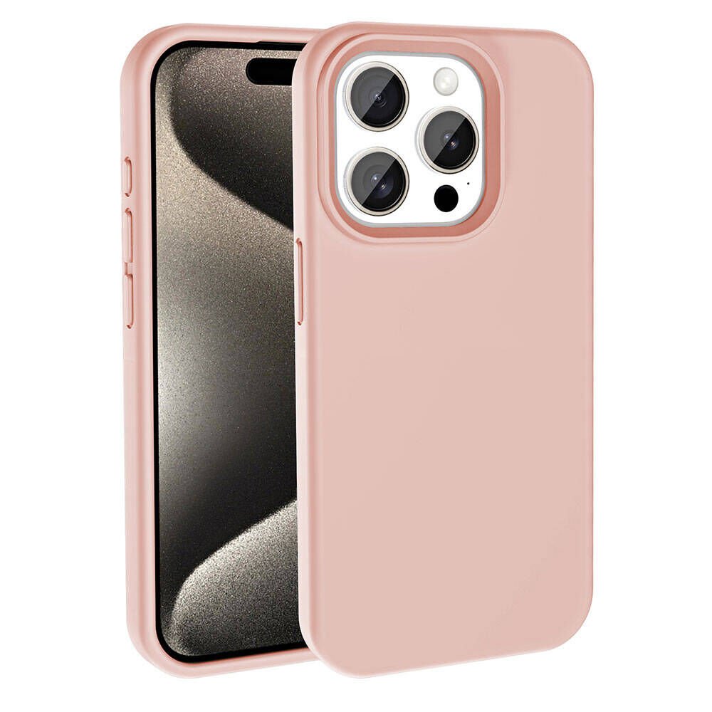 Apple iPhone 15 Pro Max Kılıf Kamera Çıkıntılı İçi Kadife Lansman Dokulu Silikon Kapak (Kivi) Pembe