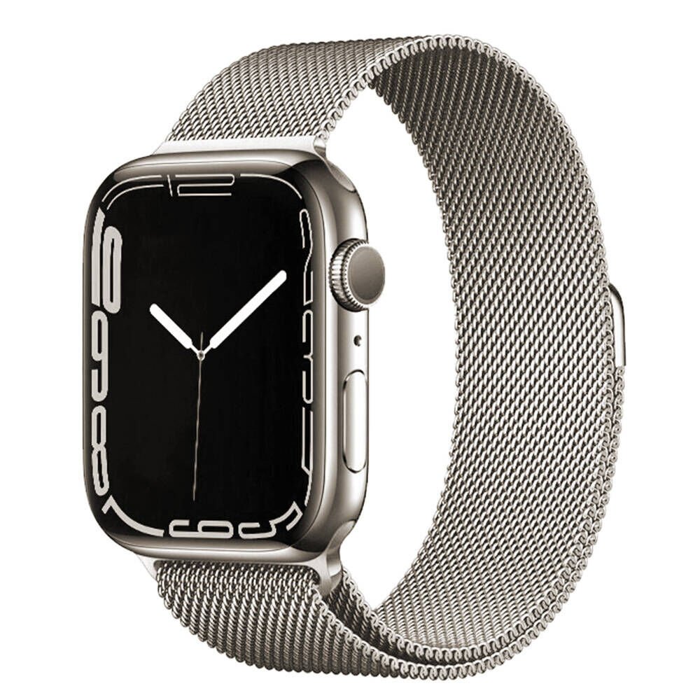 Apple Watch 2/3/4/5/6/7/8/9/se/ultra/nike 42mm 44mm 45mm 49mm Metal Kordon Tasarım (band-01) Starlight