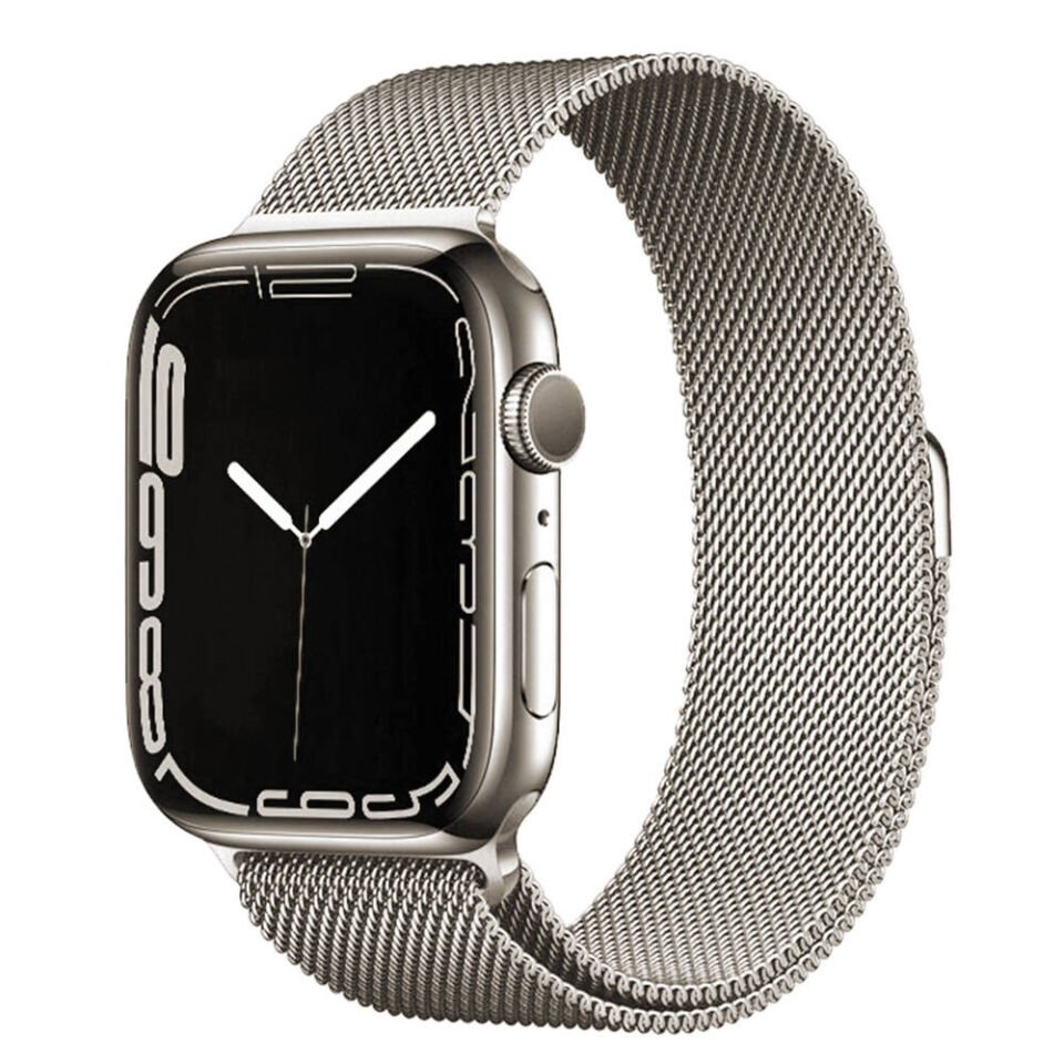 Apple Watch 2/3/4/5/6/7/8/9/se/ultra/nike 42mm 44mm 45mm 49mm Metal Kordon Tasarım (band-01) Starlight
