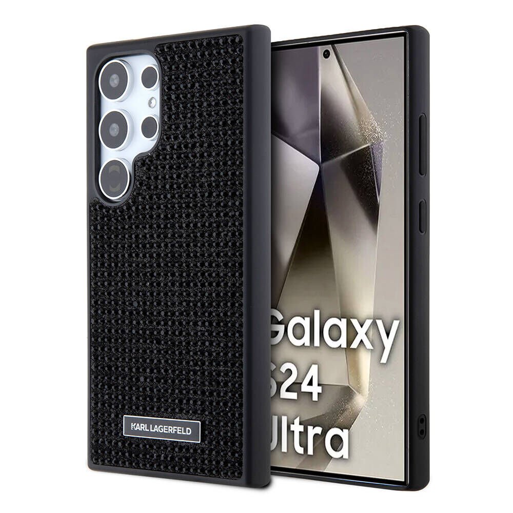 Samsung Galaxy S24 Ultra Kılıf Karl Lagerfeld Taşlı Metal Logo Orjinal Lisanslı Kapak