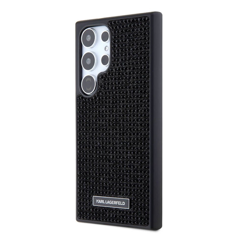 Samsung Galaxy S24 Ultra Kılıf Karl Lagerfeld Taşlı Metal Logo Orjinal Lisanslı Kapak