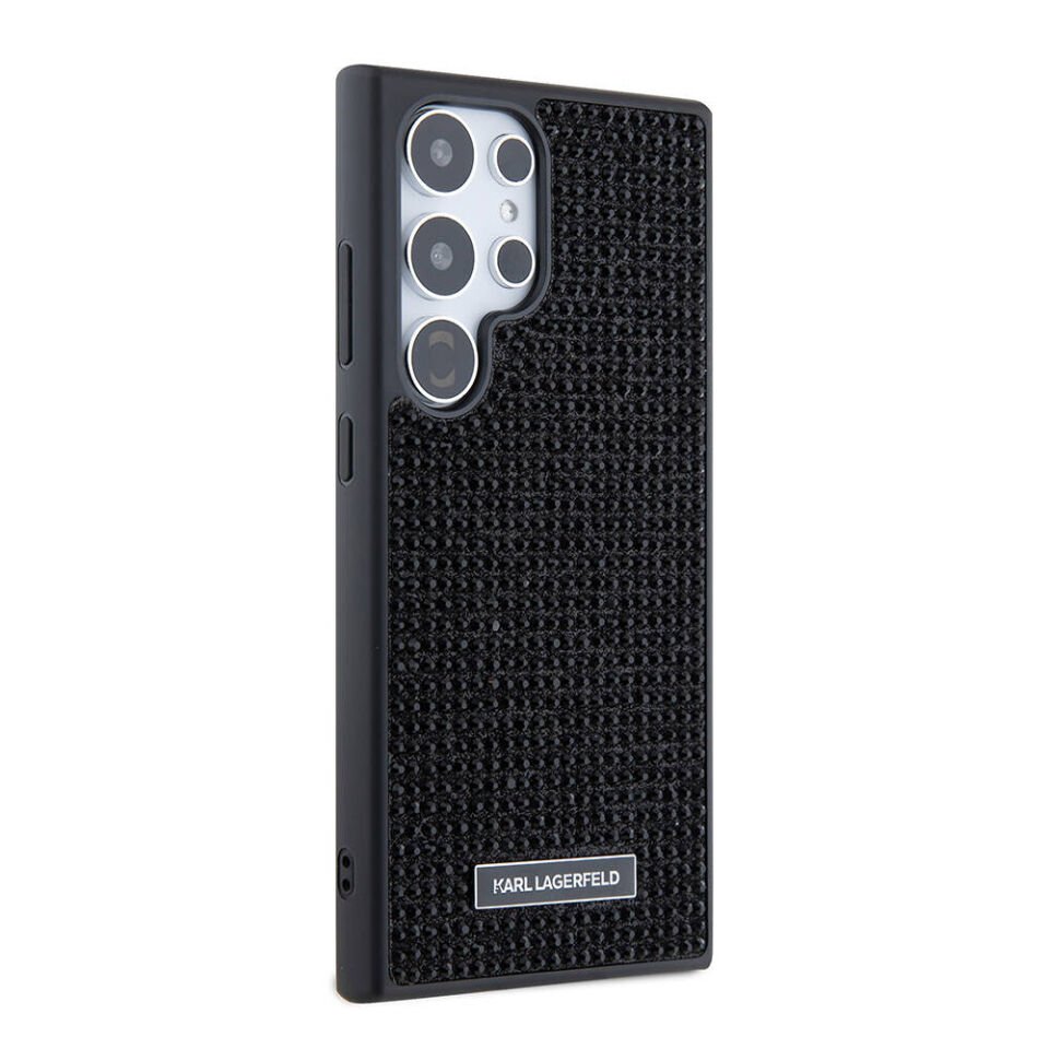 Samsung Galaxy S24 Ultra Kılıf Karl Lagerfeld Taşlı Metal Logo Orjinal Lisanslı Kapak