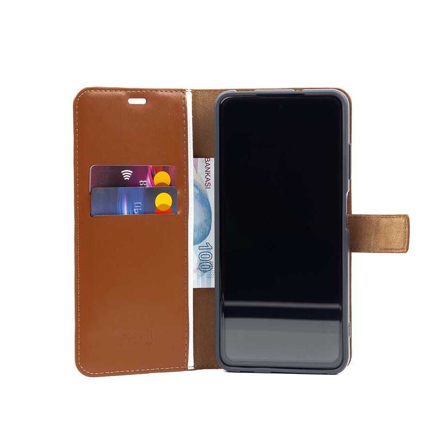 Tecno Camon 18 Kılıf Pu Deri Kapaklı Standlı Kartlıklı Bölmeli Deluxe Cüzdan Kırmızı