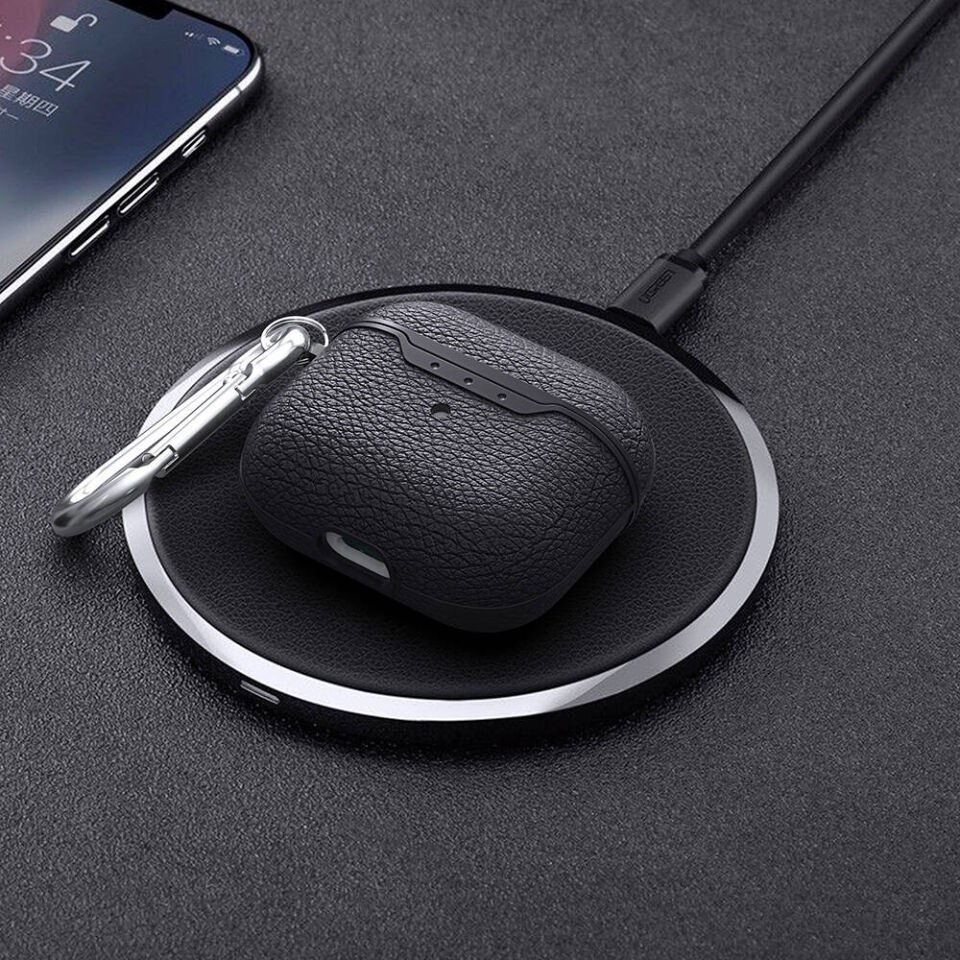 Apple Airpods 4.NESİL Kılıf Deri Görünümlü Yüzey Tasarımlı Silikon (Airbag 03) Kırmızı