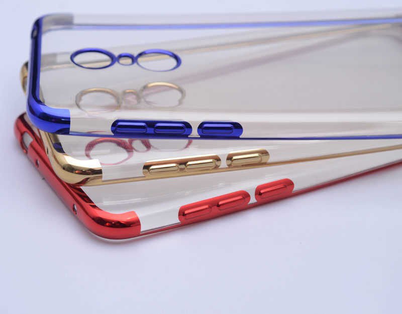 Xiaomi Redmi 5 Plus Kılıf Dört Köşe Renkli Lazer Şeffaf Silikon Kapak (GLİTTER) Mavi