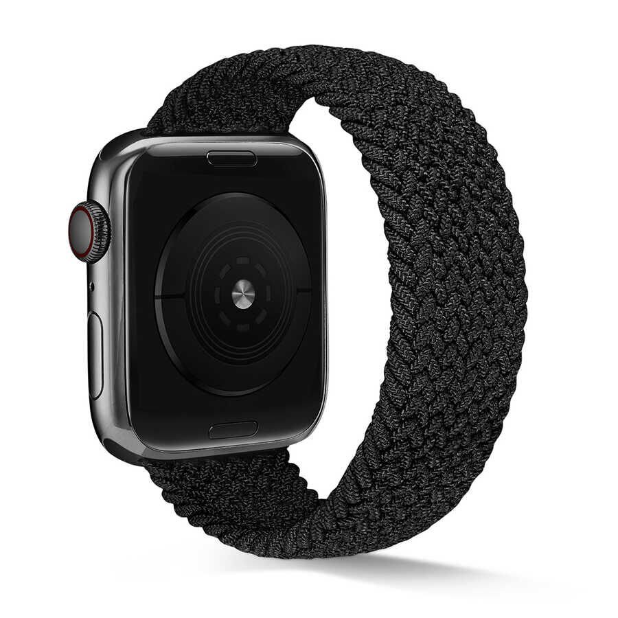 Apple Watch 2/3/4/5/6/7/8/se/nike 38mm 40mm 41mm Silikon Kordon Hasır Tasarım Small (KRD-38) Siyah