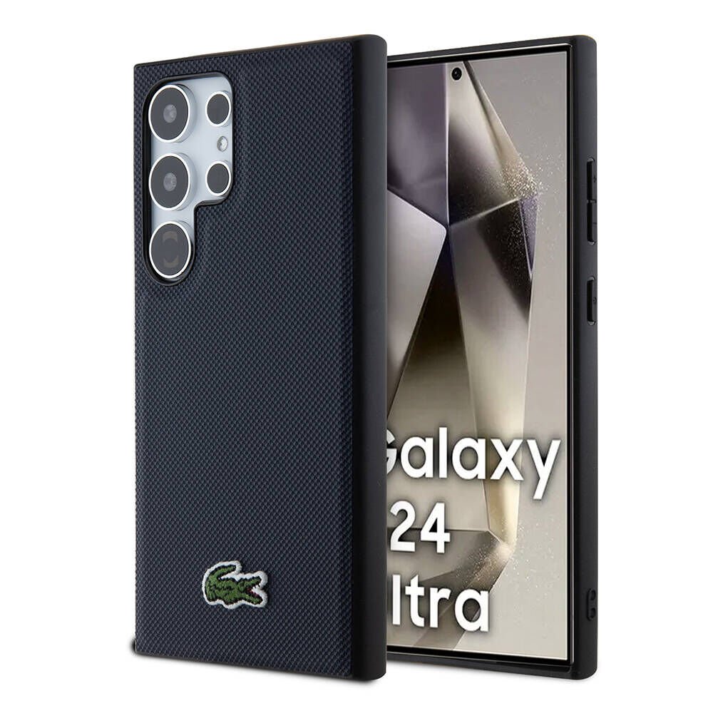 Samsung Galaxy S24 Ultra Kılıf Lacoste Orjinal Lisanslı PU Pike Desenli Arka Yüzey İkonik Timsah Dokuma Logolu Kapak
