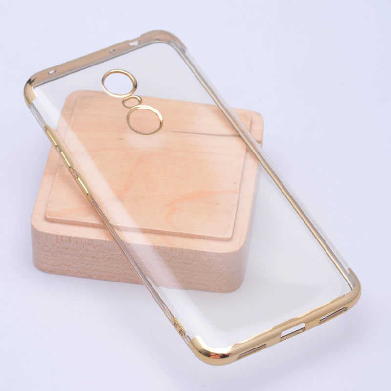 Xiaomi Redmi 5 Plus Kılıf Dört Köşe Renkli Lazer Şeffaf Silikon Kapak (GLİTTER) Gold