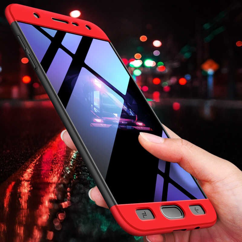 Samsung Galaxy J7 Duo Kılıf 360 Tam Koruma Ön Ve Arka Sert Mika Kapak Orjinal Ays Gkk Kapak Mavi