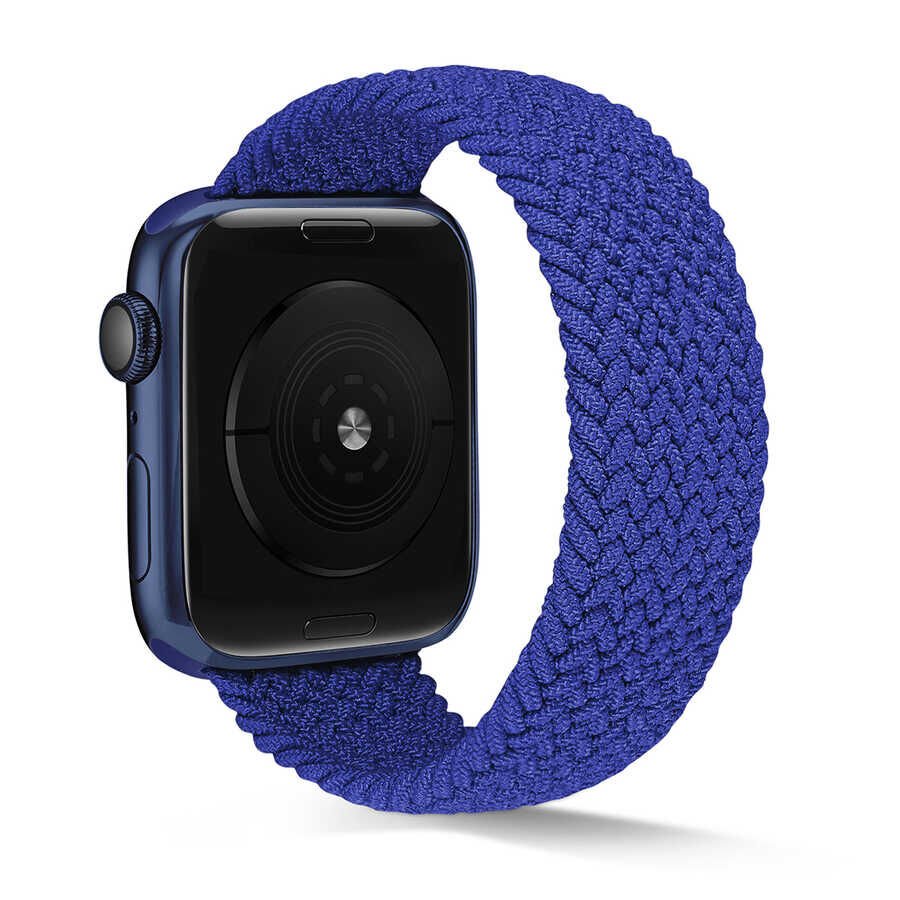 Apple Watch 2/3/4/5/6/7/8/se/nike 38mm 40mm 41mm Silikon Kordon Hasır Tasarım Small (KRD-38) Mavi