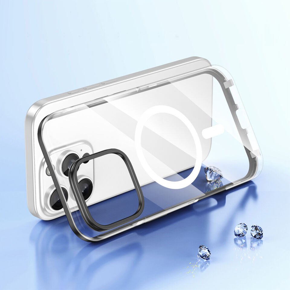 Apple iPhone 16 Pro Kılıf Magsafe Şarj Özellikli Çıkarılabilir Arka Yüzeyli Kapak (Polar) Siyah