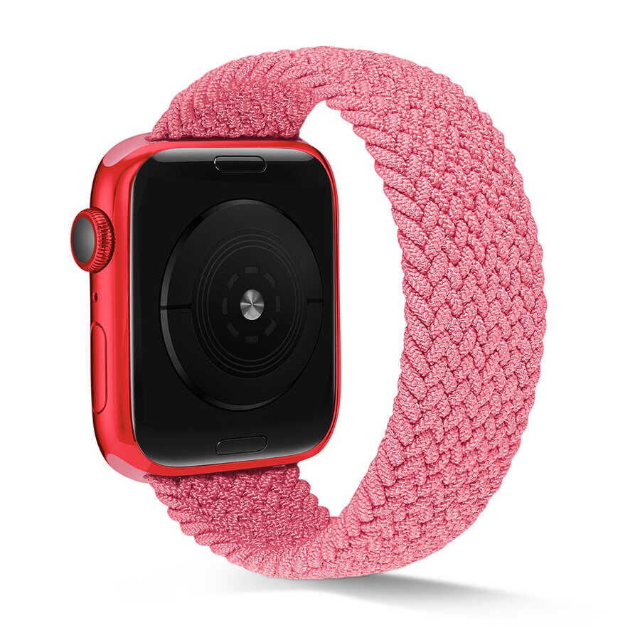 Apple Watch 2/3/4/5/6/7/8/se/nike 38mm 40mm 41mm Silikon Kordon Hasır Tasarım Small (KRD-38) Pembe