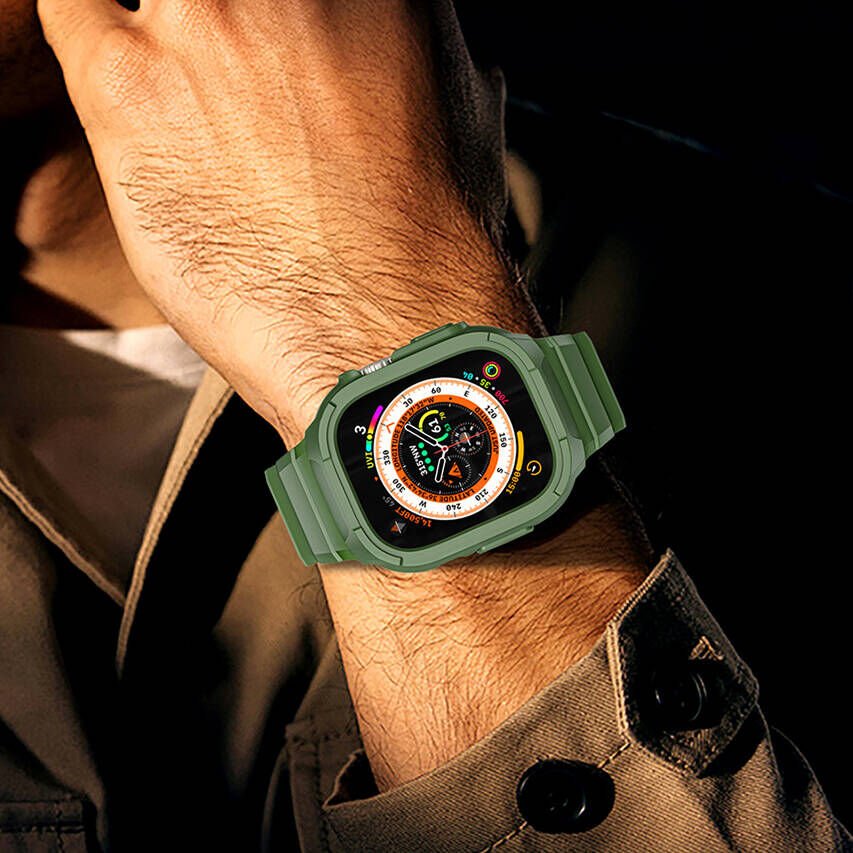 Apple Watch 42mm Wiwu Wi-WB014 Armor Serisi 2in1 Sert PC Kasa Koruyuculu Silikon Kordon