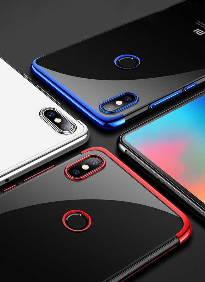 Xiaomi Mi 8 SE Kılıf Dört Köşe Renkli Lazer Şeffaf Silikon Kapak (GLİTTER) Gri