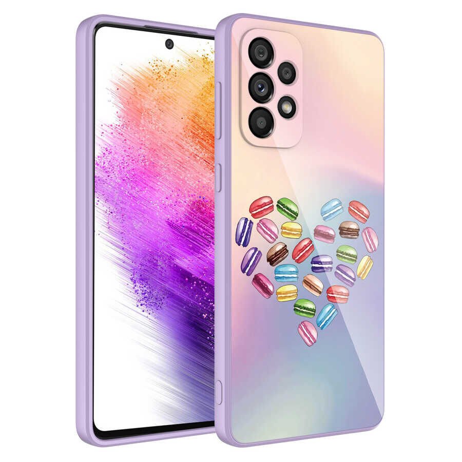 Samsung Galaxy A33 5G Kılıf Kamera Korumalı Bulut Desenli Renkli Sert Parlak Silikon Kapak (Epoksi) NO7