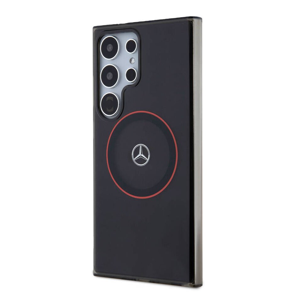 Samsung Galaxy S24 Ultra Kılıf Mercedes Benz Orjinal Lisanslı Magsafe Şarj Özellikli IML Yıldız Logolu Red Ring Kapak