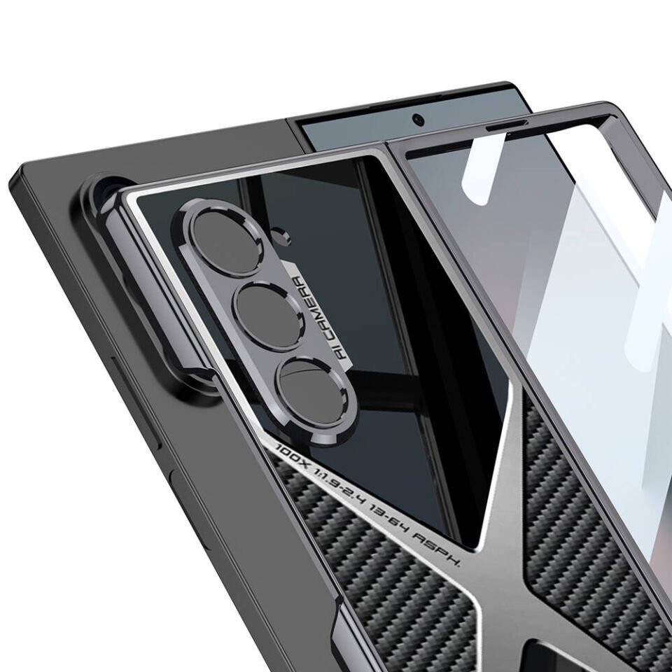 Samsung Galaxy Z Fold 6 Kılıf Ultra İnce Kamera Korumalı PC + Karbon Arka Yüzey HEPTEKİLETİŞİM X-Pro Kapak