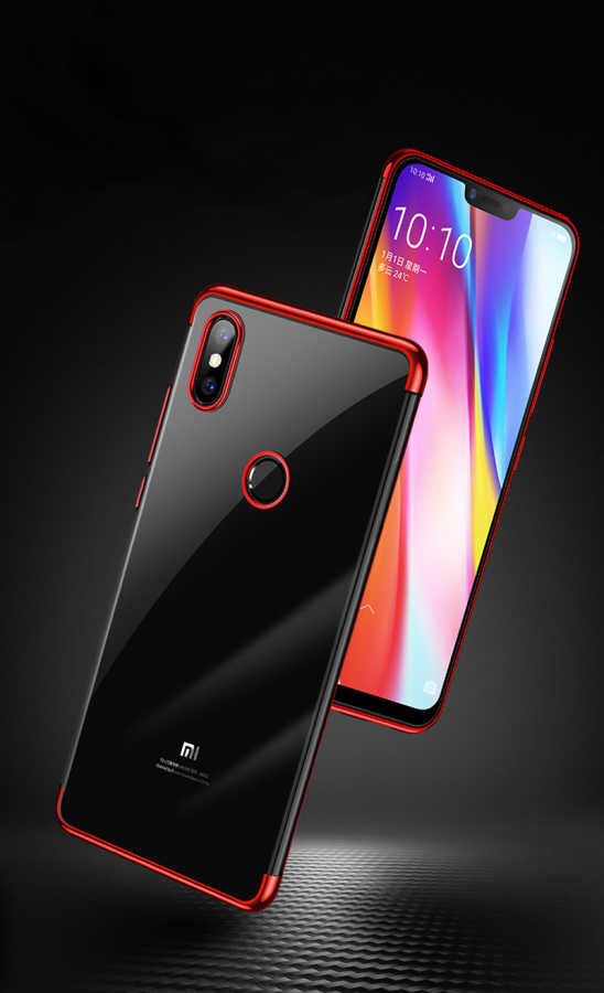 Xiaomi Mi 8 SE Kılıf Dört Köşe Renkli Lazer Şeffaf Silikon Kapak (GLİTTER) Gold