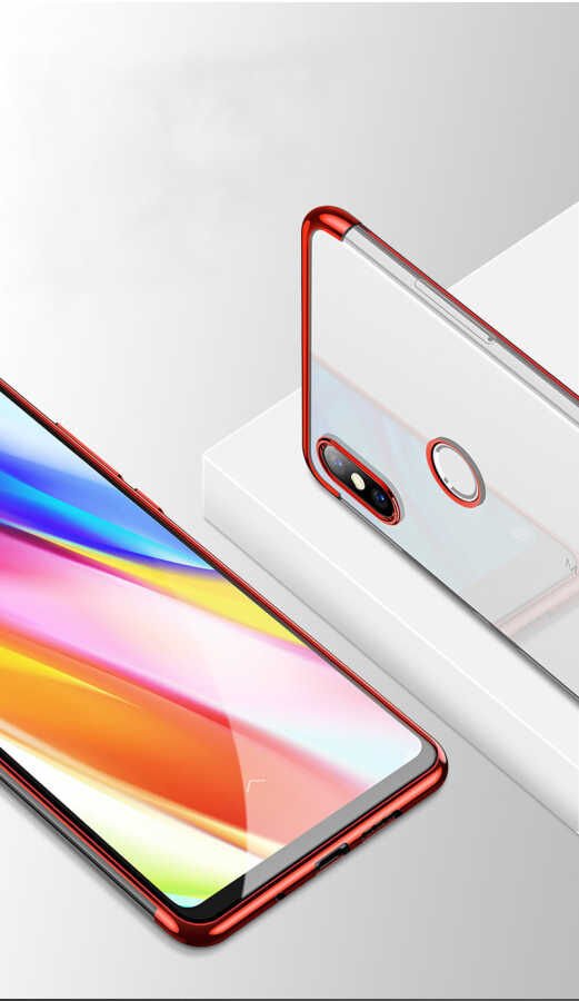 Xiaomi Mi 8 SE Kılıf Dört Köşe Renkli Lazer Şeffaf Silikon Kapak (GLİTTER) Gold
