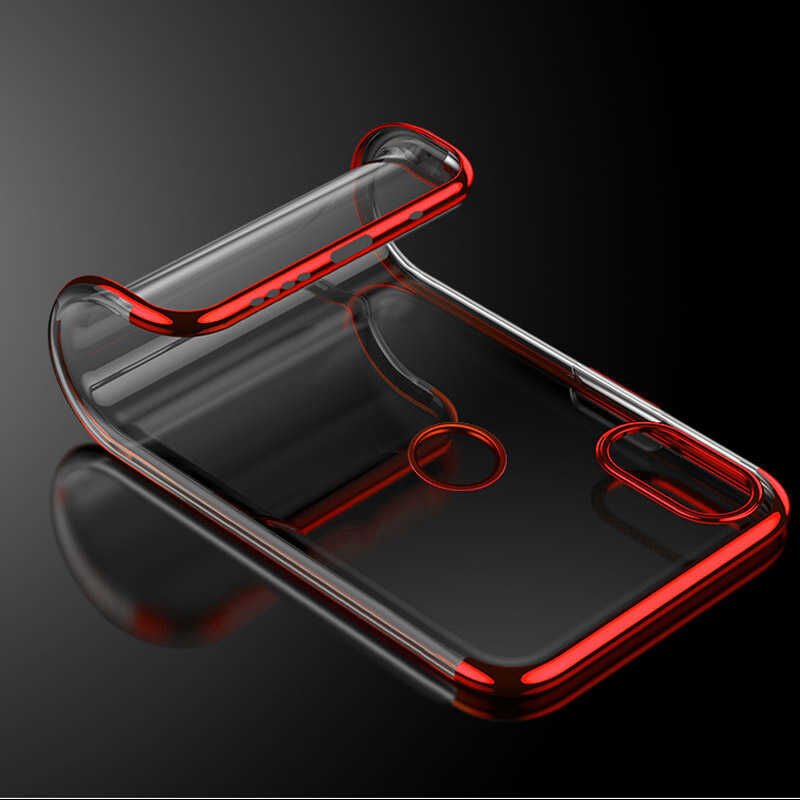 Xiaomi Mi 8 SE Kılıf Dört Köşe Renkli Lazer Şeffaf Silikon Kapak (GLİTTER) Gold