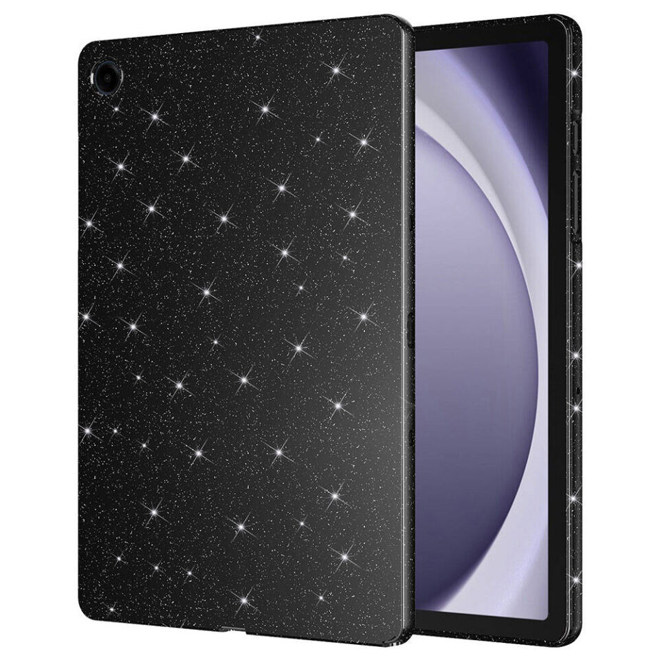Samsung Galaxy Tab A9 Plus SM-X210 11'' Tablet Kılıf Simli Glittering Tam Korumalı (Koton Case) Siyah