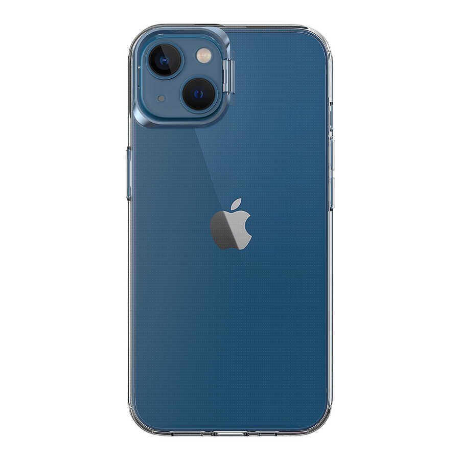 Apple  iPhone 13 Kılıf Standlı Köşe ve Kamera Korumalı Sert Sararmaz Şeffaf Kapak (Skuba) Rose Gold