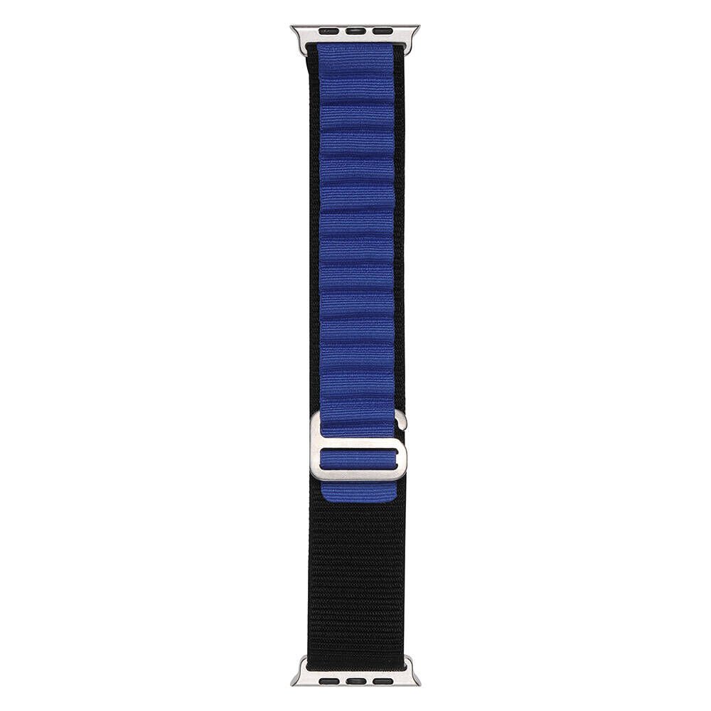 Apple Watch 2/3/4/5/6/7/8/9/se/nike 38mm 40mm 41mm Hasır Kordon Tasarım (band-74) Siyah-Mavi