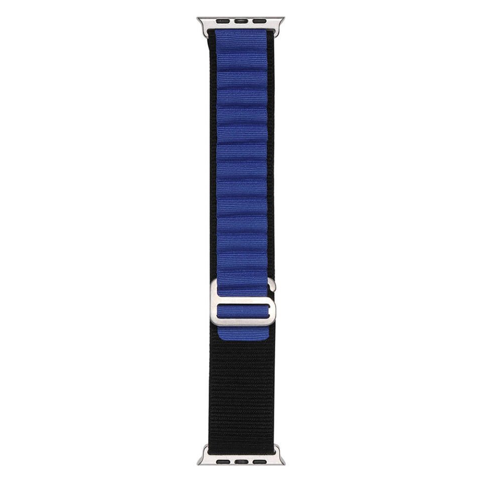Apple Watch 2/3/4/5/6/7/8/9/se/nike 38mm 40mm 41mm Hasır Kordon Tasarım (band-74) Siyah-Mavi