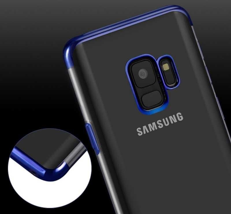 Samsung Galaxy A6 2018 Kılıf Dört Köşe Renkli Lazer Şeffaf Silikon Kapak (GLİTTER) Siyah