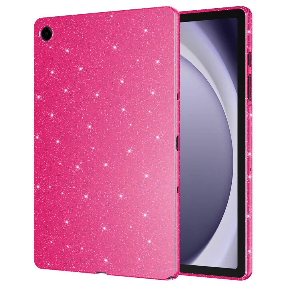 Samsung Galaxy Tab A9 Plus SM-X210 11'' Tablet Kılıf Simli Glittering Tam Korumalı (Koton Case) Pembe Koyu
