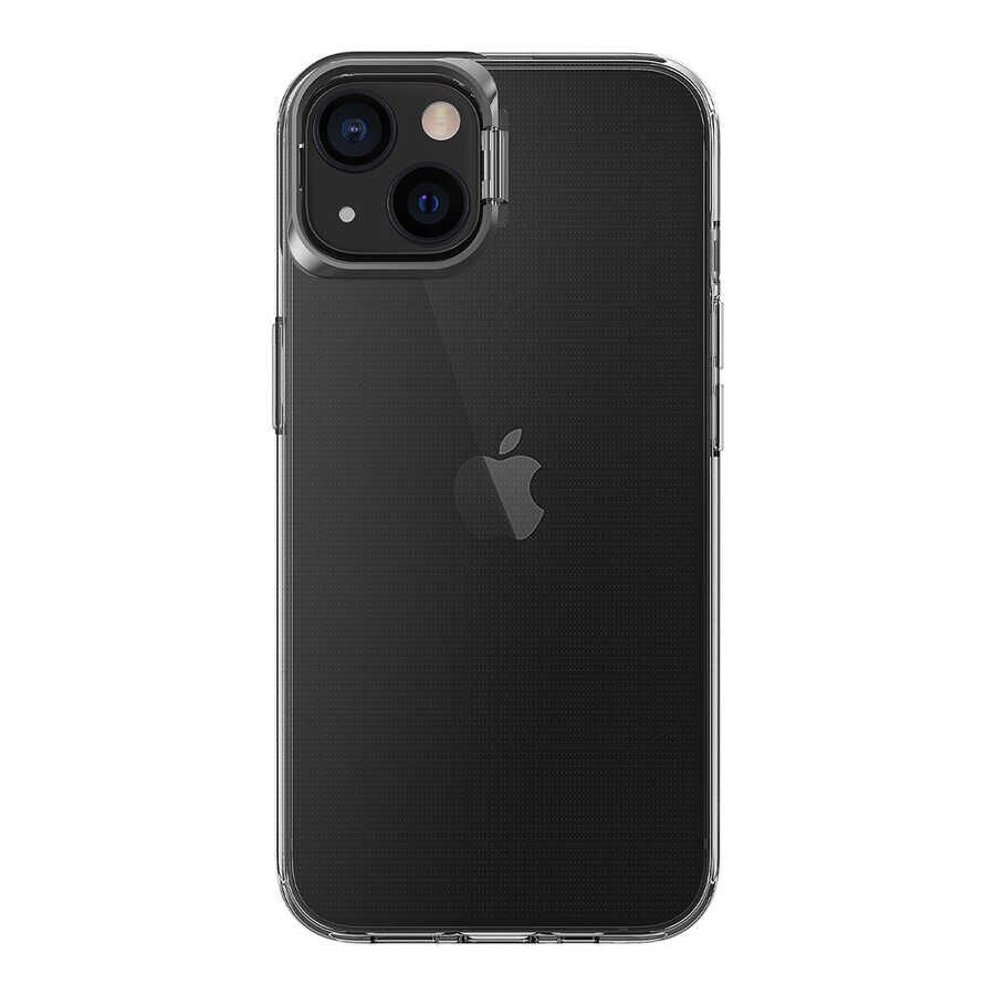 Apple  iPhone 13 Kılıf Standlı Köşe ve Kamera Korumalı Sert Sararmaz Şeffaf Kapak (Skuba) Koyu Yeşil