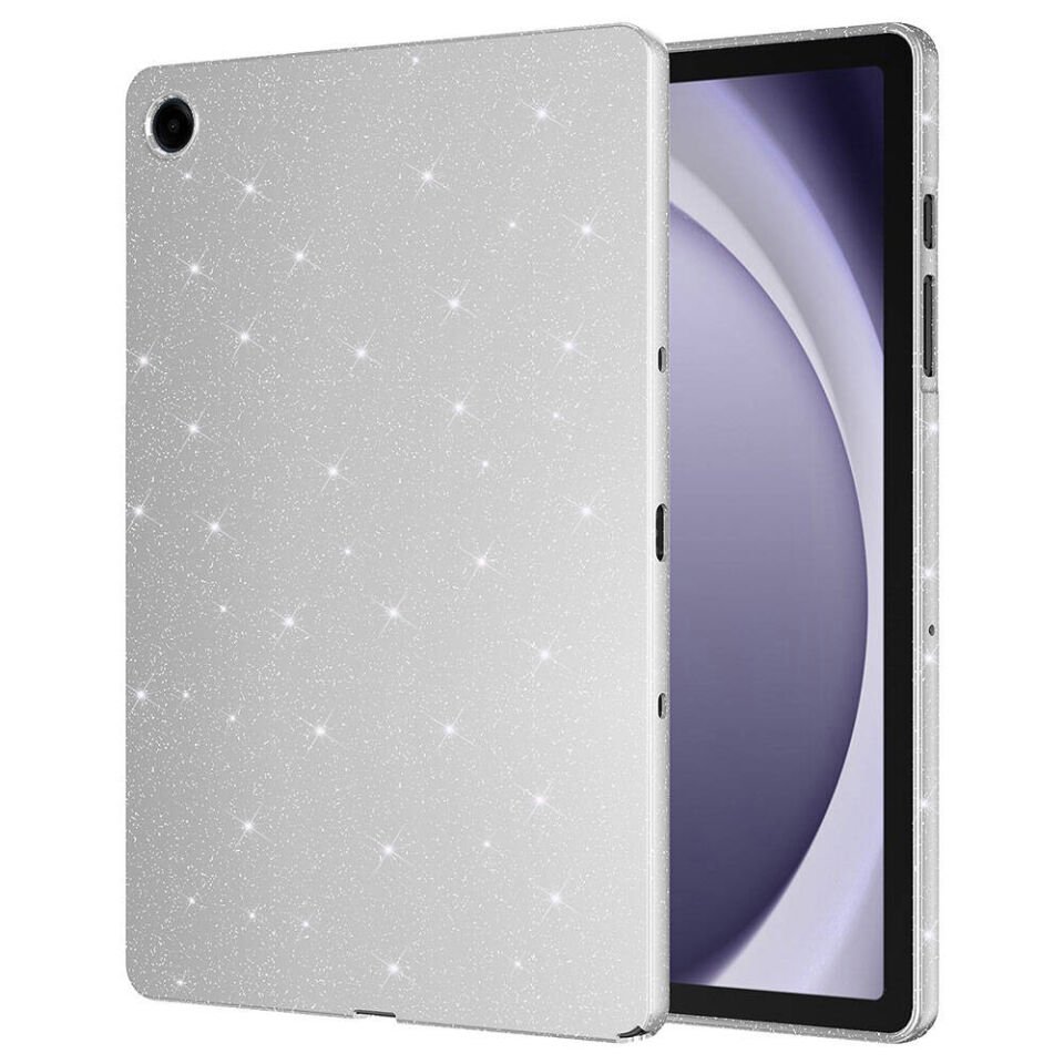 Samsung Galaxy Tab A9 Plus SM-X210 11'' Tablet Kılıf Simli Glittering Tam Korumalı (Koton Case) Gümüş