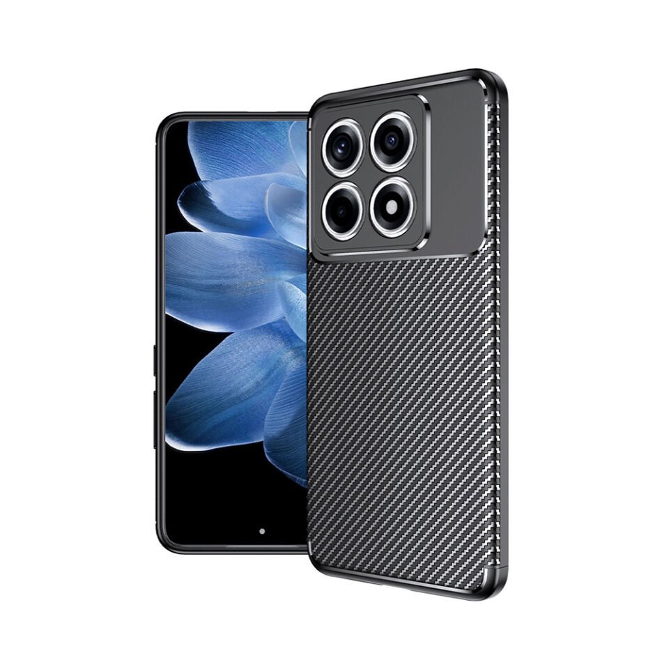 Xiaomi 14T Pro Kılıf Kamera Çıkıntılı Karbon Fiber Dokulu Renk Atmaz Kapak (NEGRO) Siyah