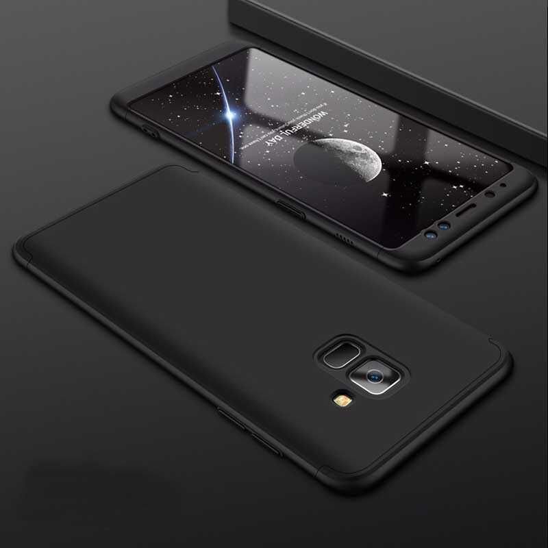 Samsung Galaxy A6 2018 Kılıf 360 Tam Koruma Ön Ve Arka Sert Mika Kapak Orjinal Ays Gkk Kapak Siyah-Kırmızı