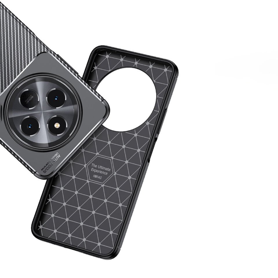 Xiaomi Redmi 14C 4G Kılıf Kamera Çıkıntılı Karbon Fiber Dokulu Renk Atmaz Kapak (NEGRO) Siyah