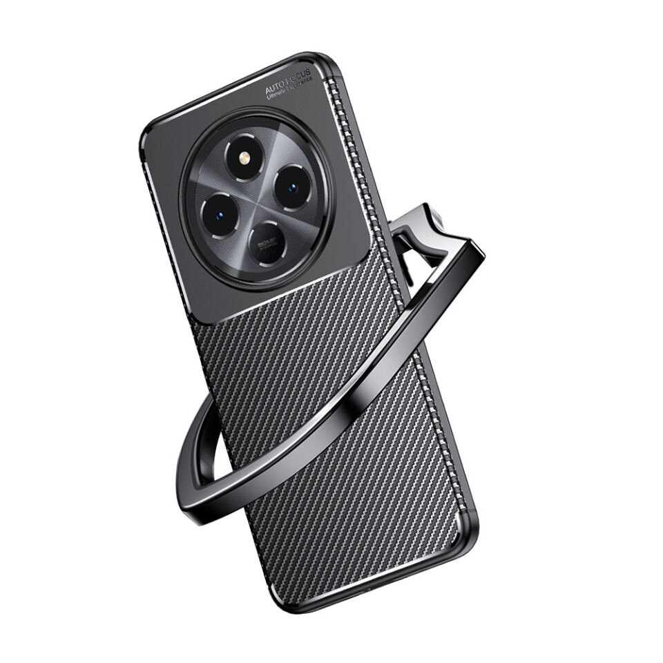 Xiaomi Redmi 14C 4G Kılıf Kamera Çıkıntılı Karbon Fiber Dokulu Renk Atmaz Kapak (NEGRO) Siyah