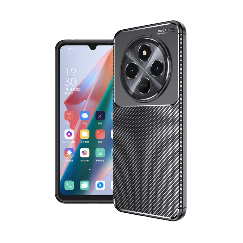 Xiaomi Redmi 14C 4G Kılıf Kamera Çıkıntılı Karbon Fiber Dokulu Renk Atmaz Kapak (NEGRO) Siyah
